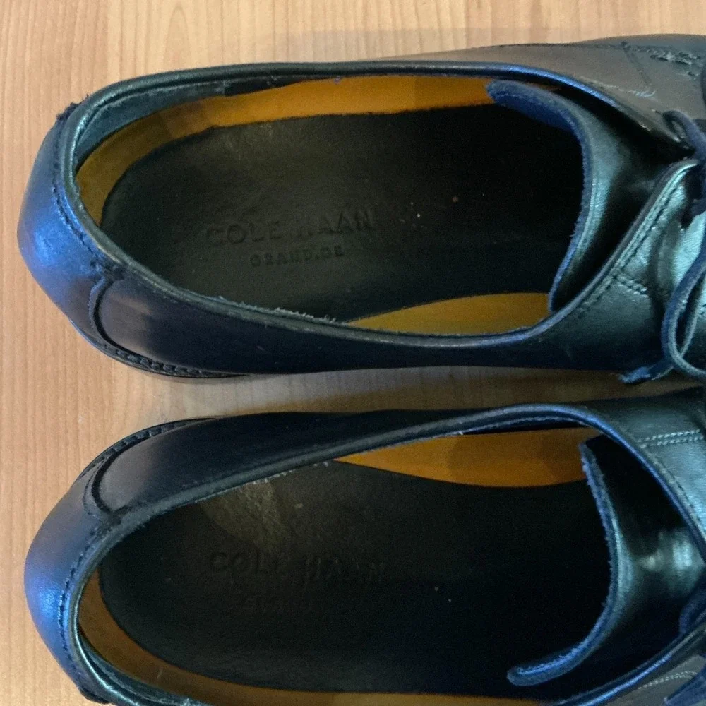 Cole Haan Lenox Hill Grand.OS Cap Toe Derby Dress Shoes Black Leather 13M C11630